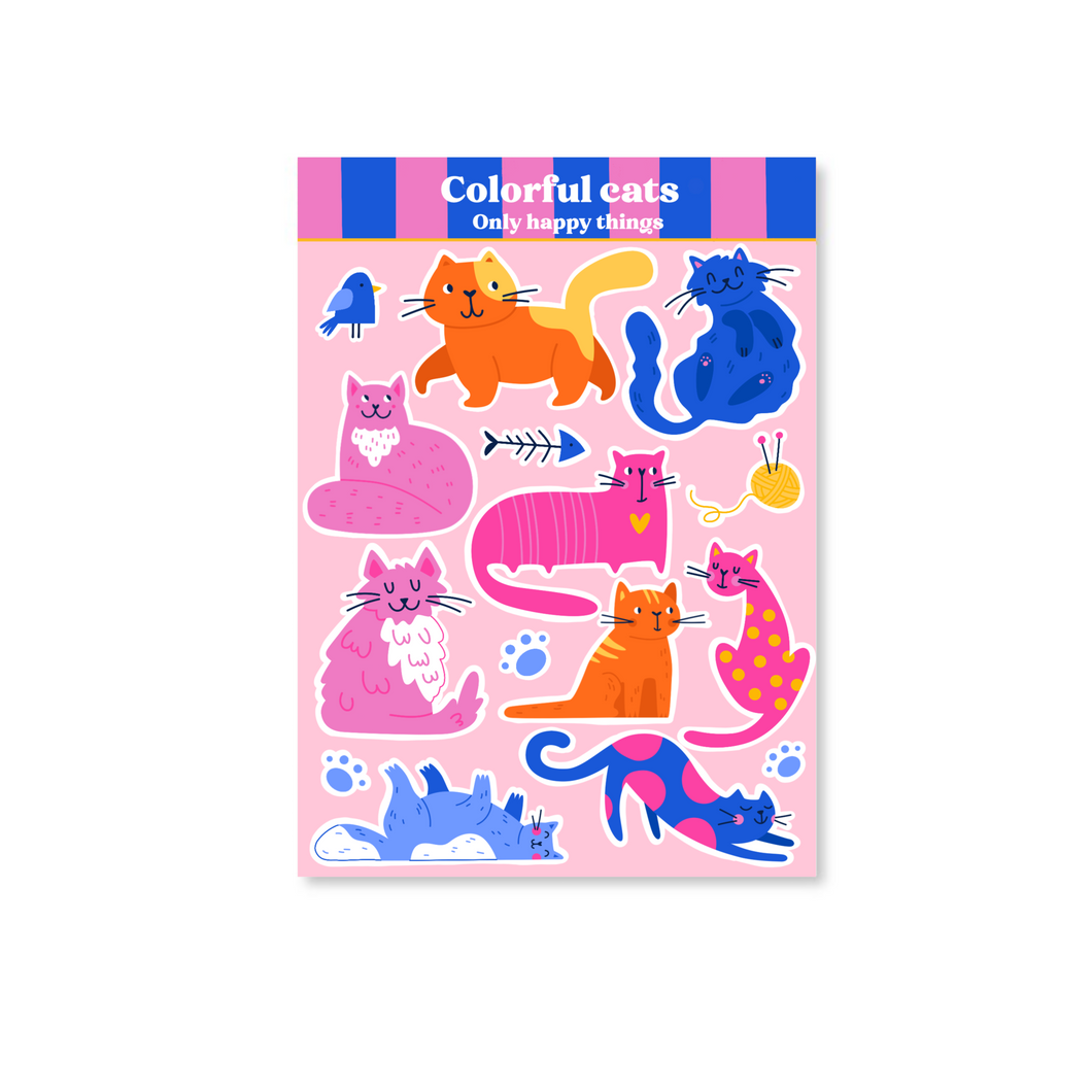 Stickervel Colorful cats A6