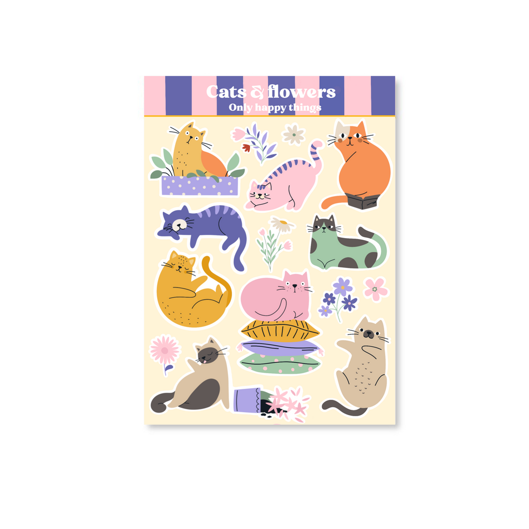 Stickervel Cats & flowers A6