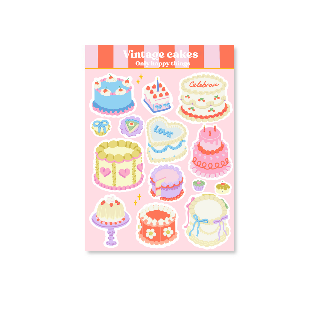 Stickervel Vintage cakes A6