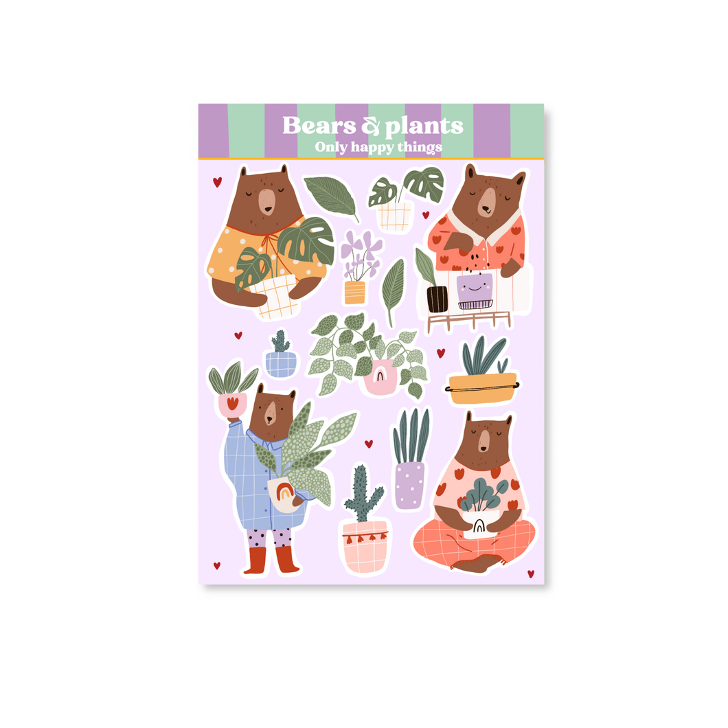 Stickervel Bears & plants A6