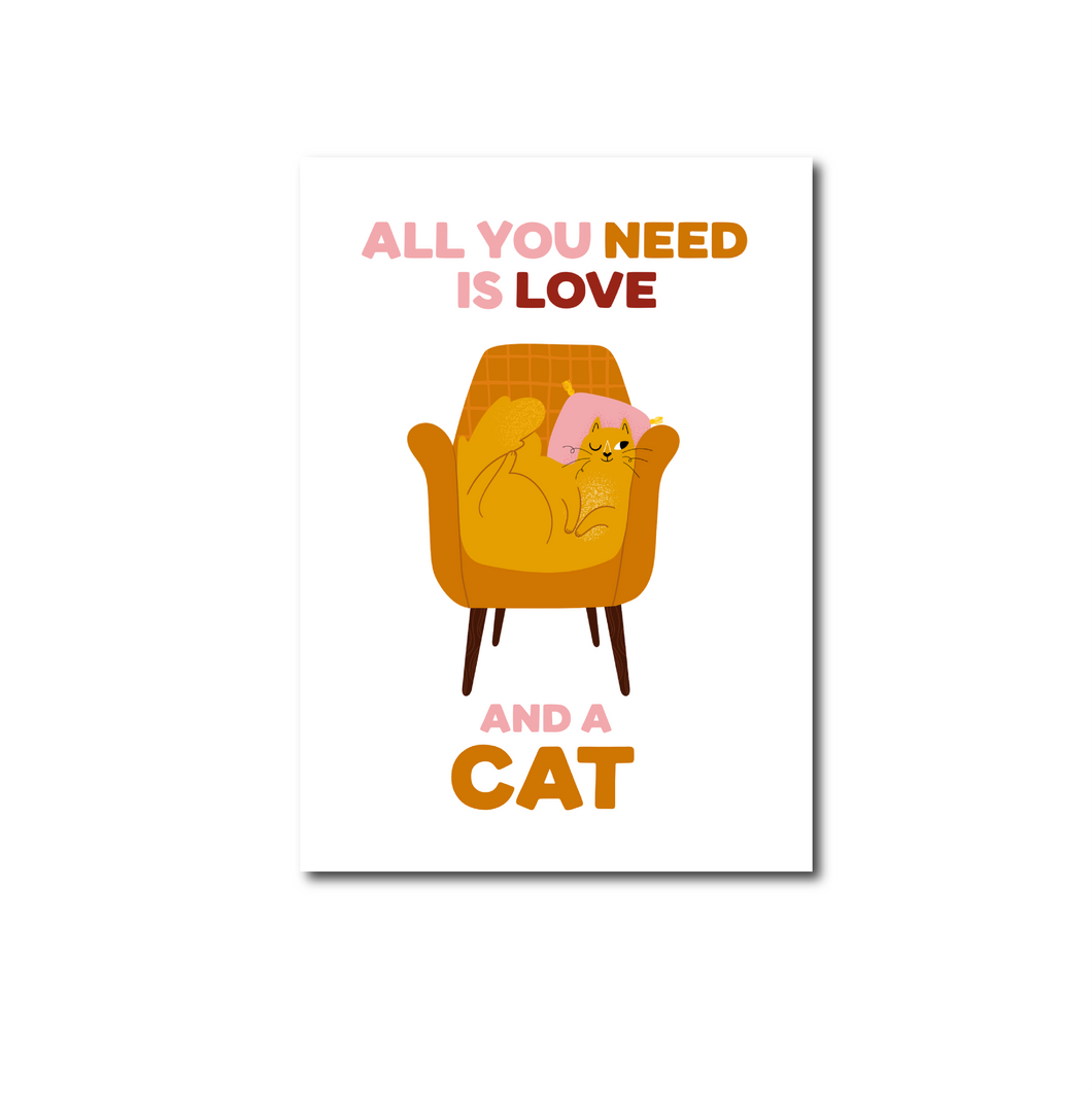 Kaart All you need is love and a cat