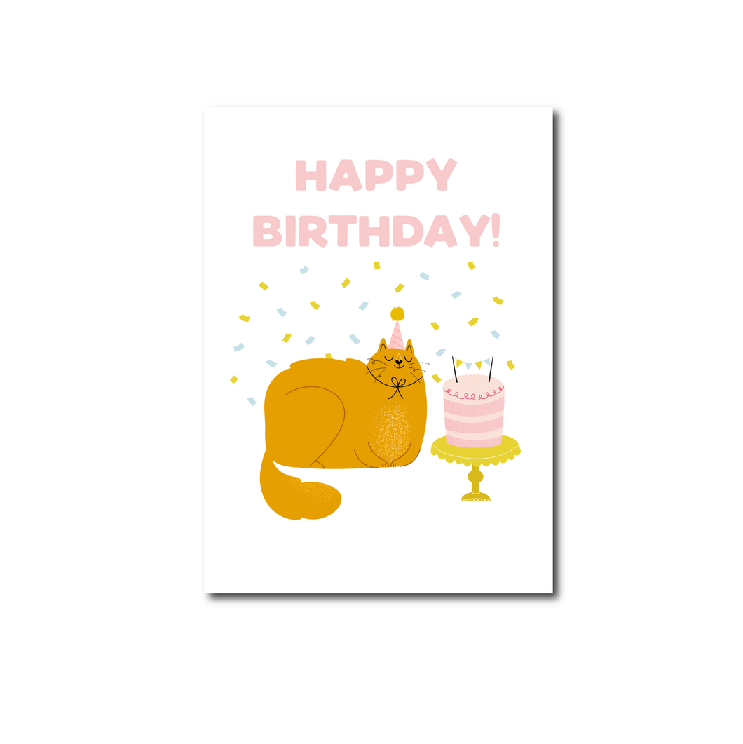 Kaart Happy birthday orange cat