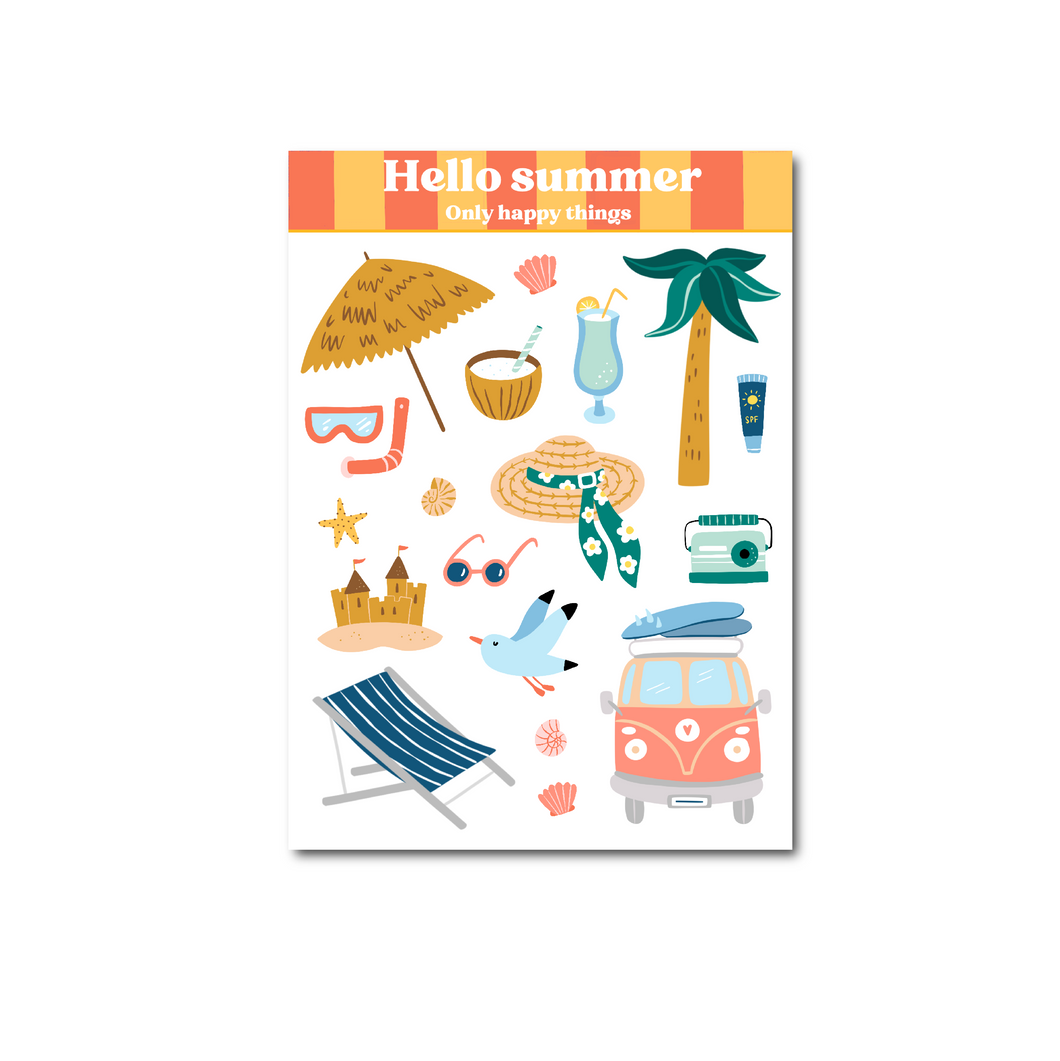 ga verder mixer sticker Stickervel Hello summer A6 – Only Happy Things Wholesale
